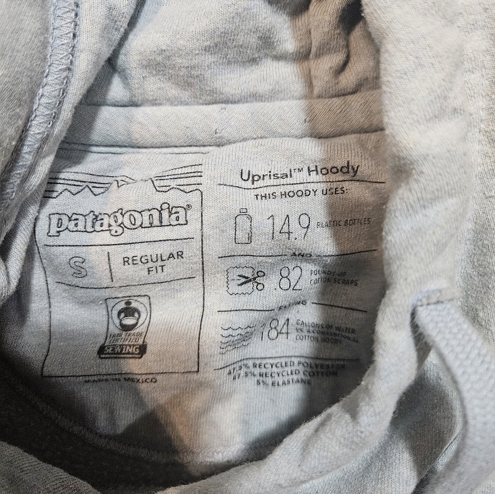 Patagonia Uprisal Hoody Small Gray Recycled Cotton Blend Fair Trade Logo - Picture 6 of 7